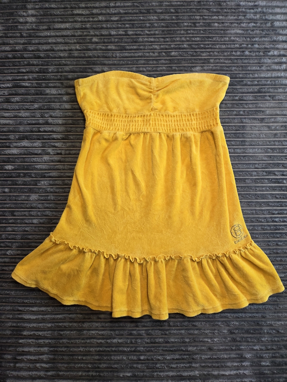 bebe Yellow Strapless Ruffle-Hem Swim Coverup
